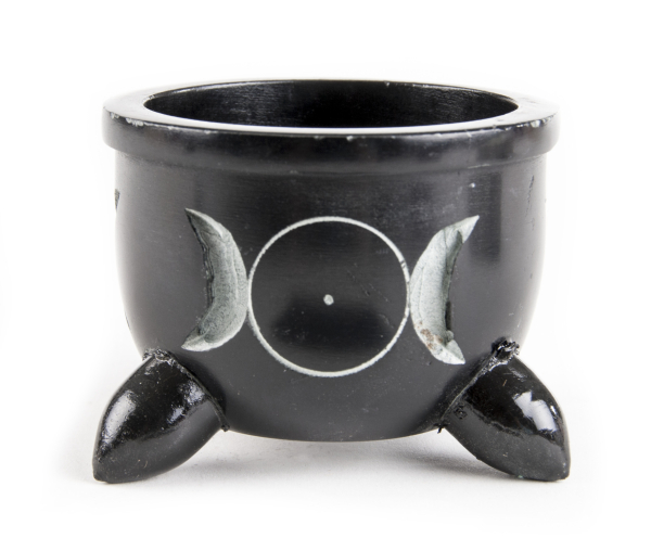 Sonne-Mond Specksteinräuchergefäß mit Füßchen klein